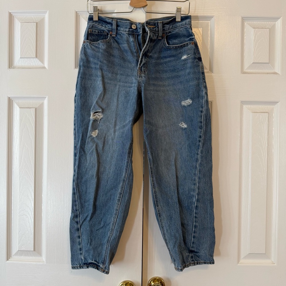 Old Navy Distressed Blue Wide Leg Jeans